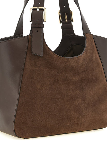 Furla Dora M Chestnut Calfskin Tote Bag
