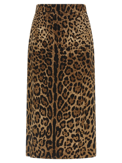 Falda midi marrón de viscosa de Dolce & Gabbana