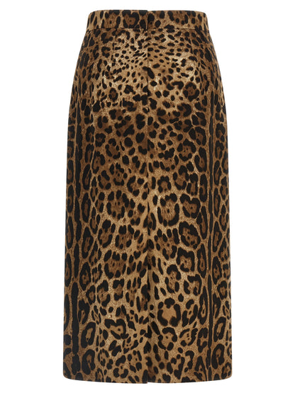Falda midi marrón de viscosa de Dolce & Gabbana