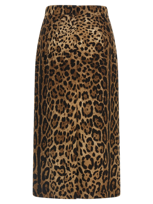 Falda midi marrón de viscosa de Dolce & Gabbana