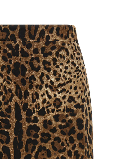 Falda midi marrón de viscosa de Dolce & Gabbana