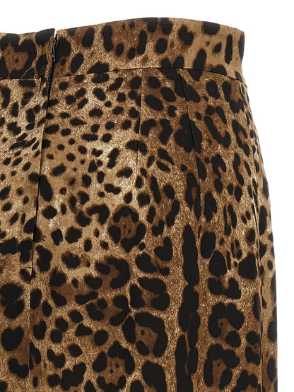 Falda midi marrón de viscosa de Dolce & Gabbana