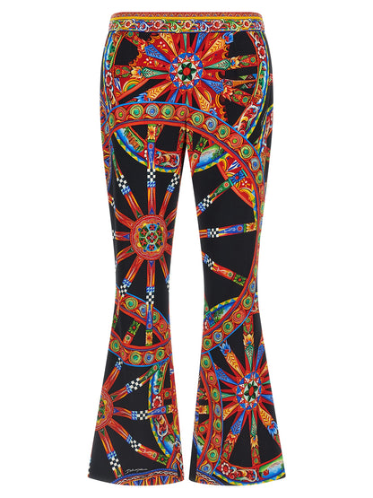 Pantalones acampanados de seda multicolor de Dolce & Gabbana