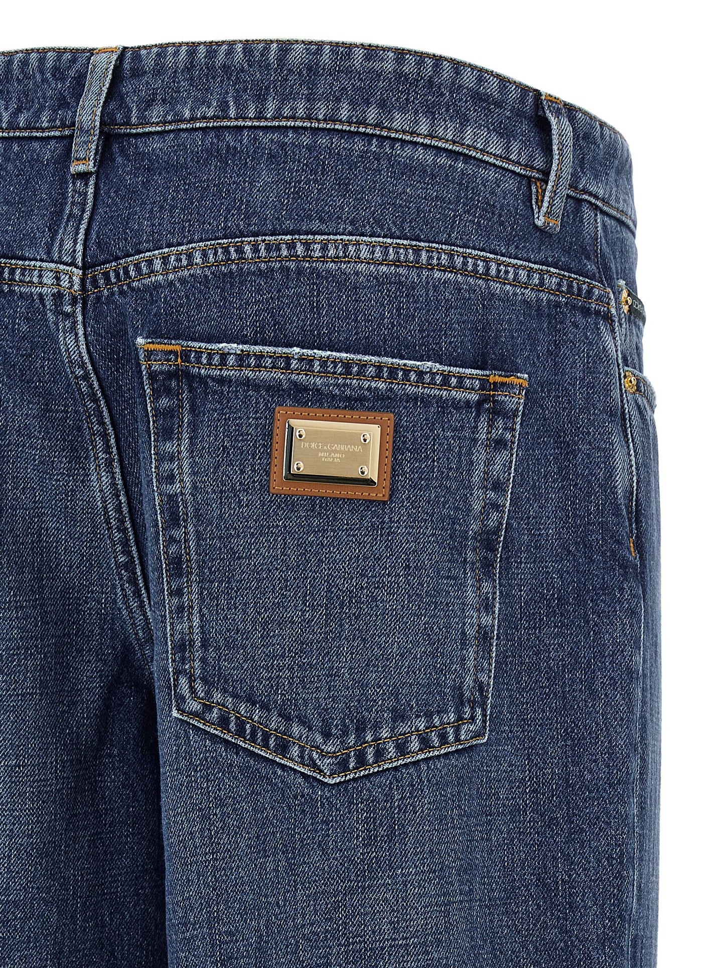 Dolce & Gabbana Jean En Coton Bleu Coupe Décontractée