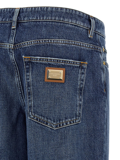 Dolce & Gabbana Jean En Coton Bleu Coupe Décontractée