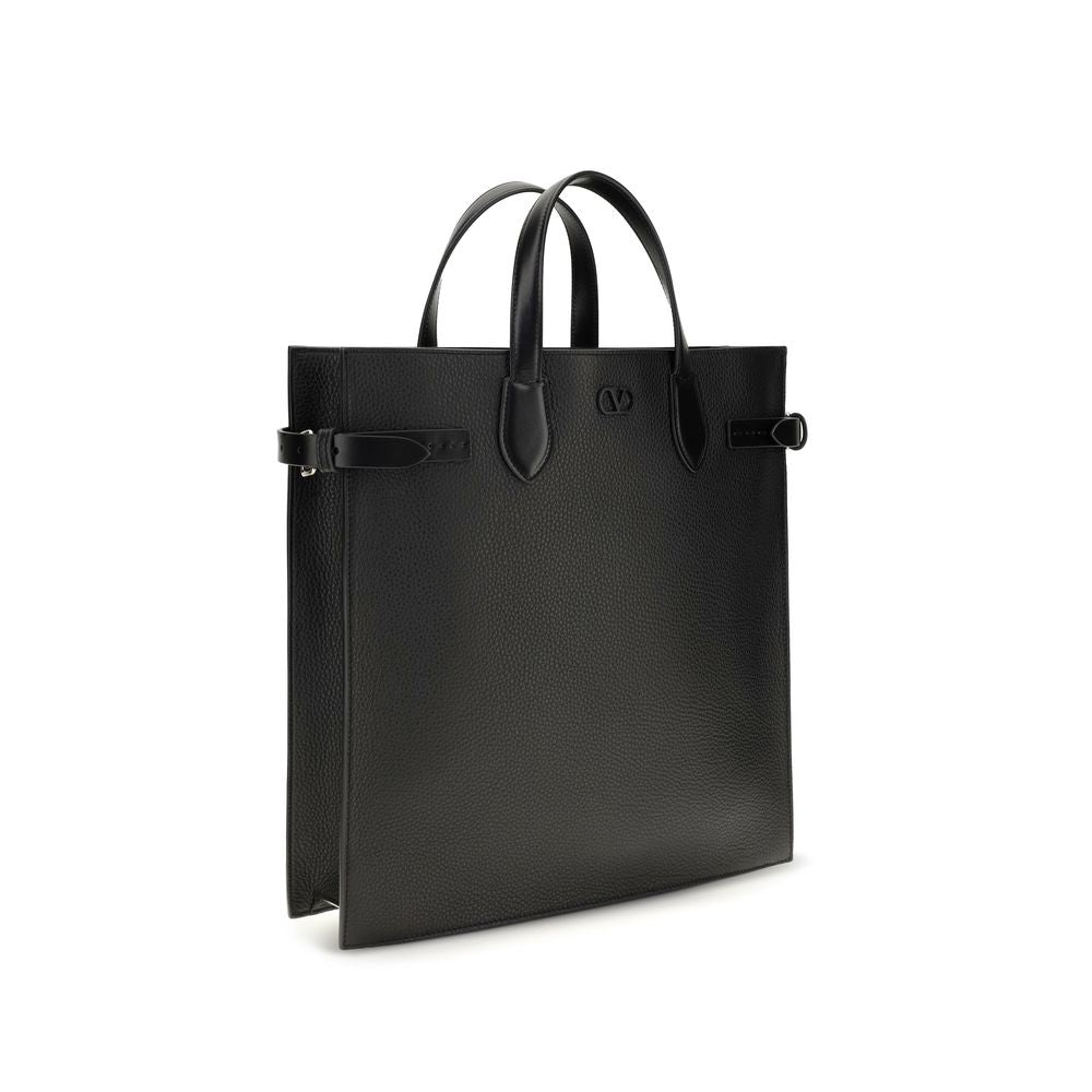 Bolso de hombro Valentino Garavani negro de piel de becerro Bos Taurus