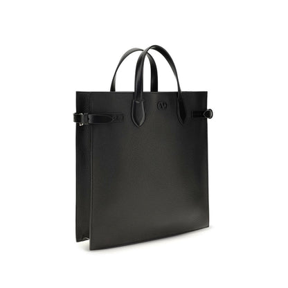 Bolso de hombro Valentino Garavani negro de piel de becerro Bos Taurus