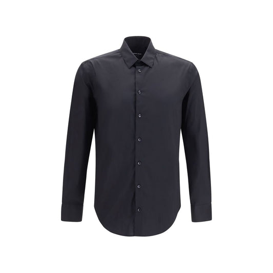 Camisa de vestir negra de algodón Giorgio Armani