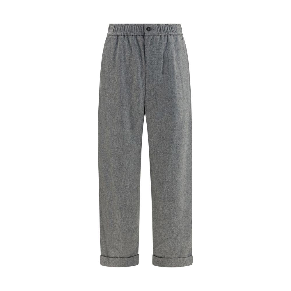 Pantalones casuales de lana gris Oves Aries de Giorgio Armani