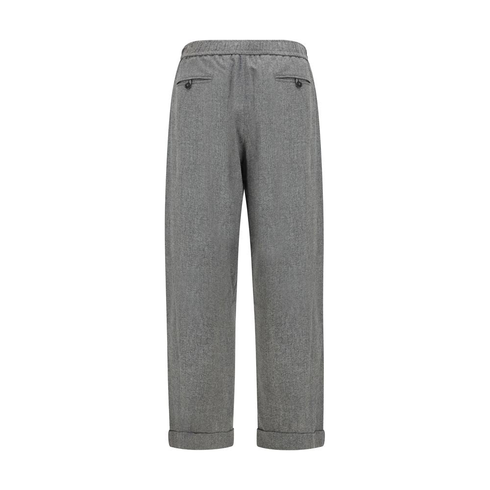 Pantalones casuales de lana gris Oves Aries de Giorgio Armani
