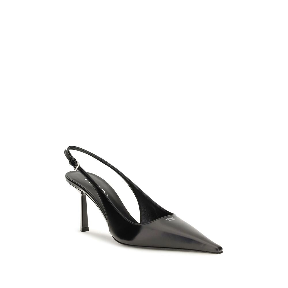 Prada Black Calf Leather High Heel Pumps