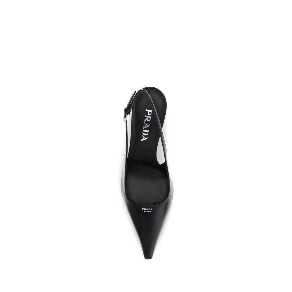 Prada Black Calf Leather High Heel Pumps
