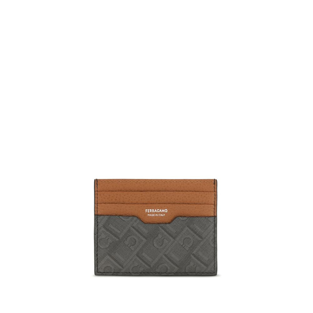 Billetera Ferragamo de piel de becerro marrón Bos Taurus