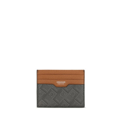 Billetera Ferragamo de piel de becerro marrón Bos Taurus