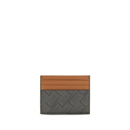 Billetera Ferragamo de piel de becerro marrón Bos Taurus