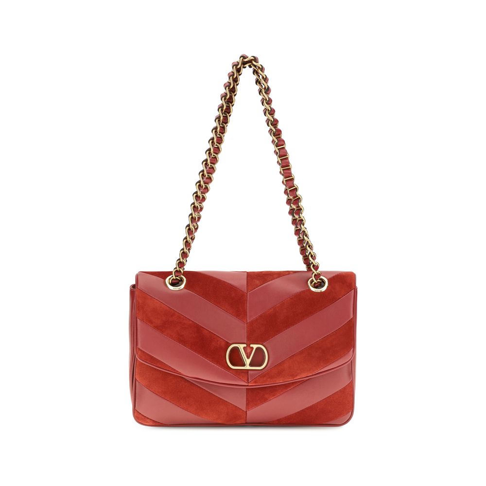 Bolso de Hombro Valentino Garavani de Cuero y Ante Multicolor