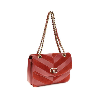 Bolso de Hombro Valentino Garavani de Cuero y Ante Multicolor