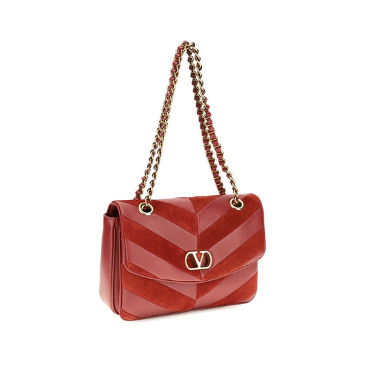 Bolso de Hombro Valentino Garavani de Cuero y Ante Multicolor