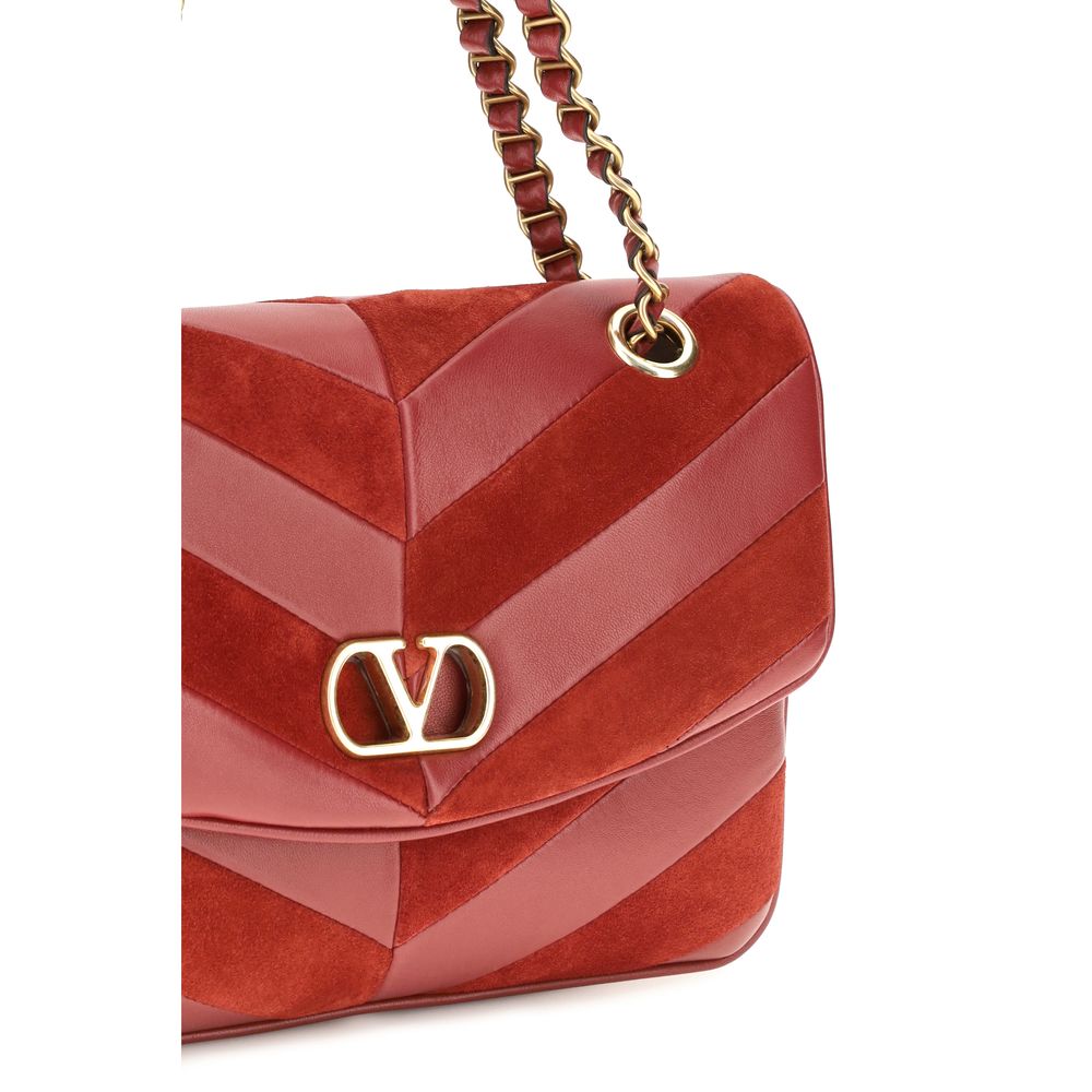 Bolso de Hombro Valentino Garavani de Cuero y Ante Multicolor