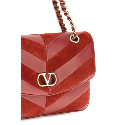 Bolso de Hombro Valentino Garavani de Cuero y Ante Multicolor