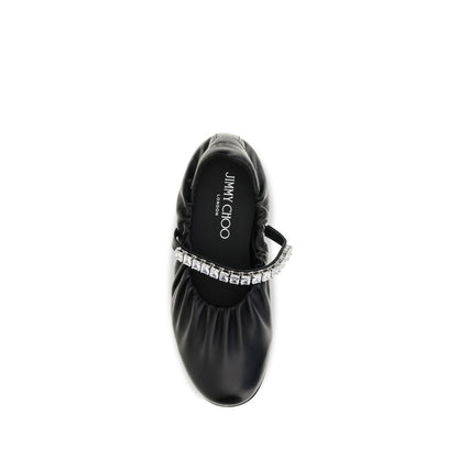 Jimmy Choo Ballerines en cuir de veau noir Modèle Bos Taurus