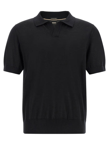 Polo Hugo Boss De Lana Virgen De Merino Extrafina Negro