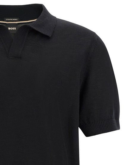 Polo Hugo Boss De Lana Virgen De Merino Extrafina Negro