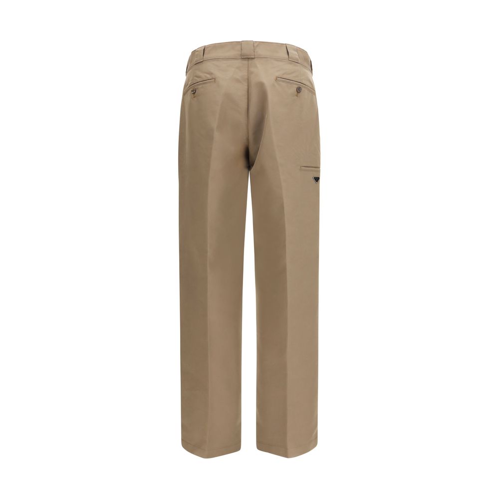 Pantalones casuales Prada de algodón marrón