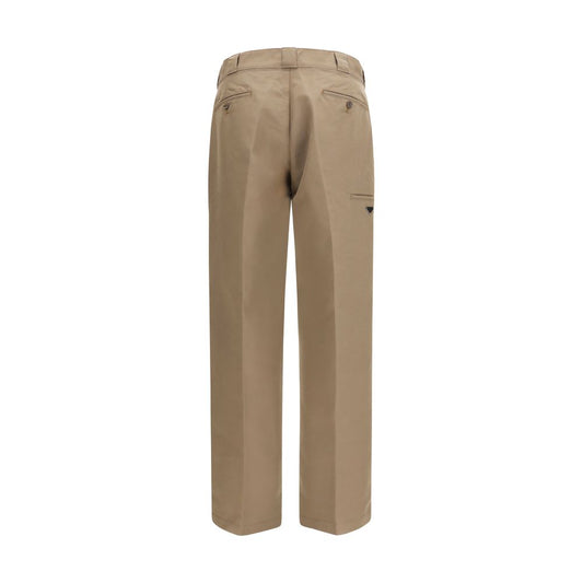 Pantalones casuales Prada de algodón marrón