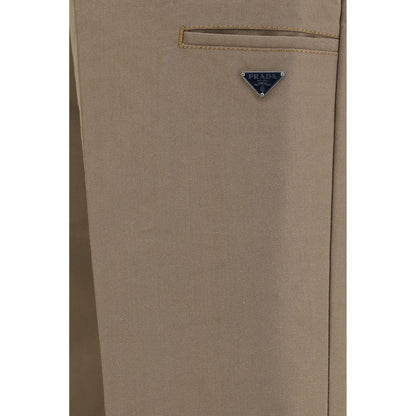 Pantalones casuales Prada de algodón marrón