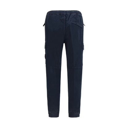 Stone Island Men's Blue Cotton Cargo Trousers with Straight Leg