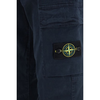 Stone Island Men's Blue Cotton Cargo Trousers with Straight Leg