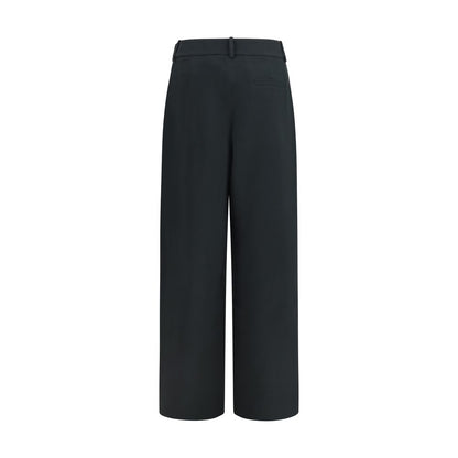 Pantalon décontracté en soie noire Giorgio Armani