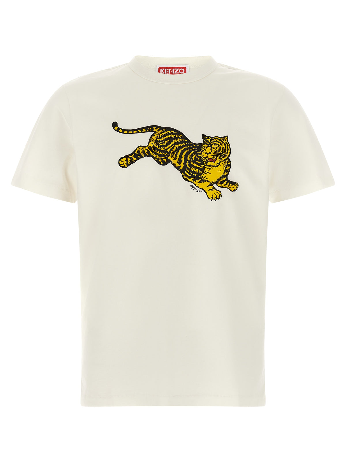 Camiseta Kenzo De Algodón Blanca Con Estampa De Tigre