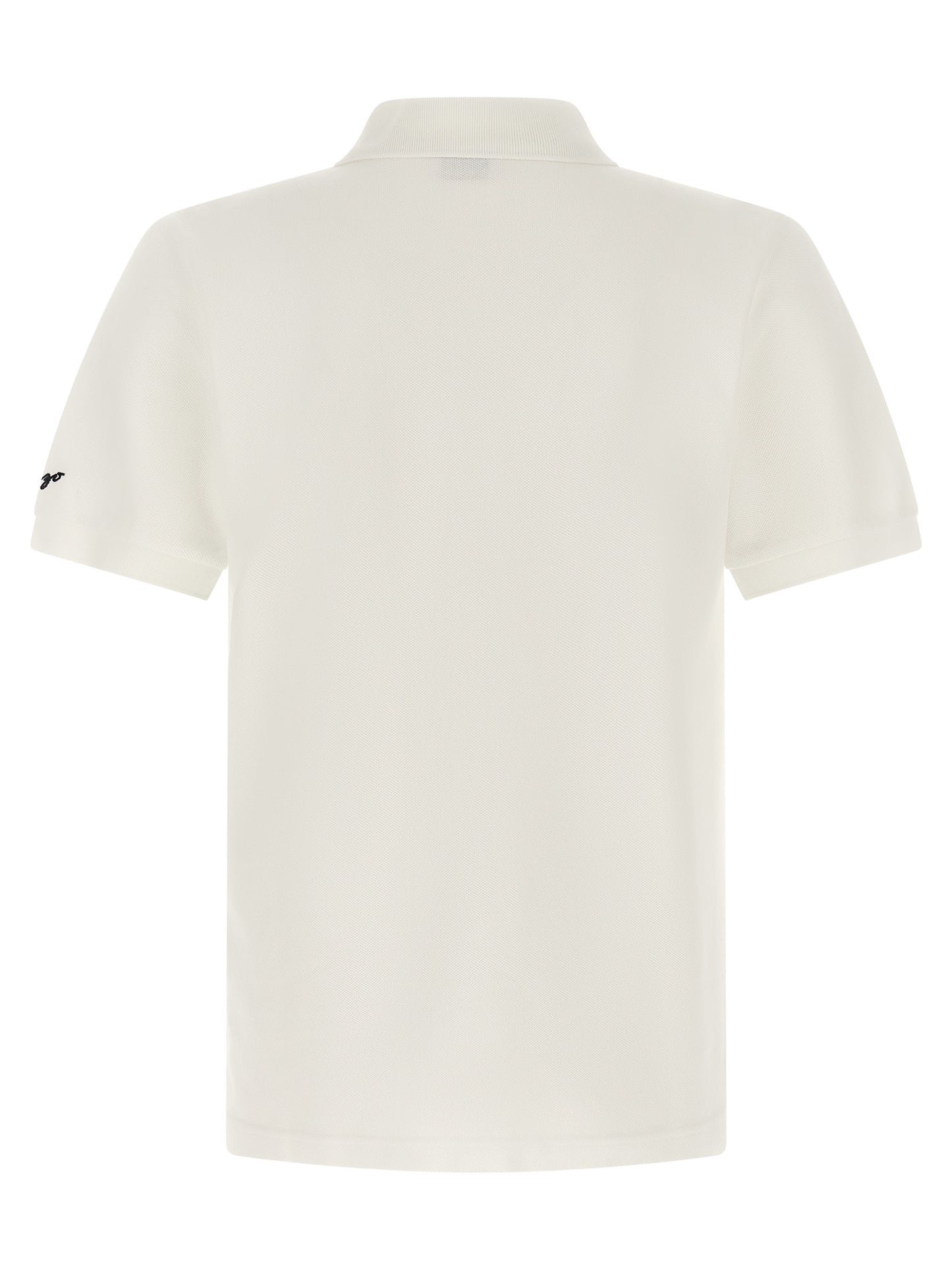 White Kenzo Piqué Cotton Polo Shirt Happy Tiger Collection