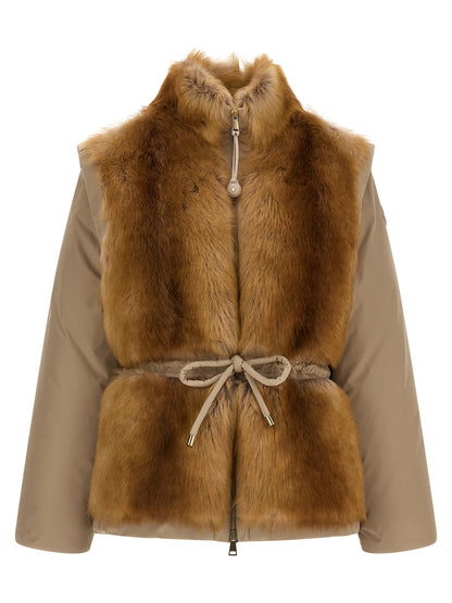 Chaleco sin mangas de poliéster beige Moncler