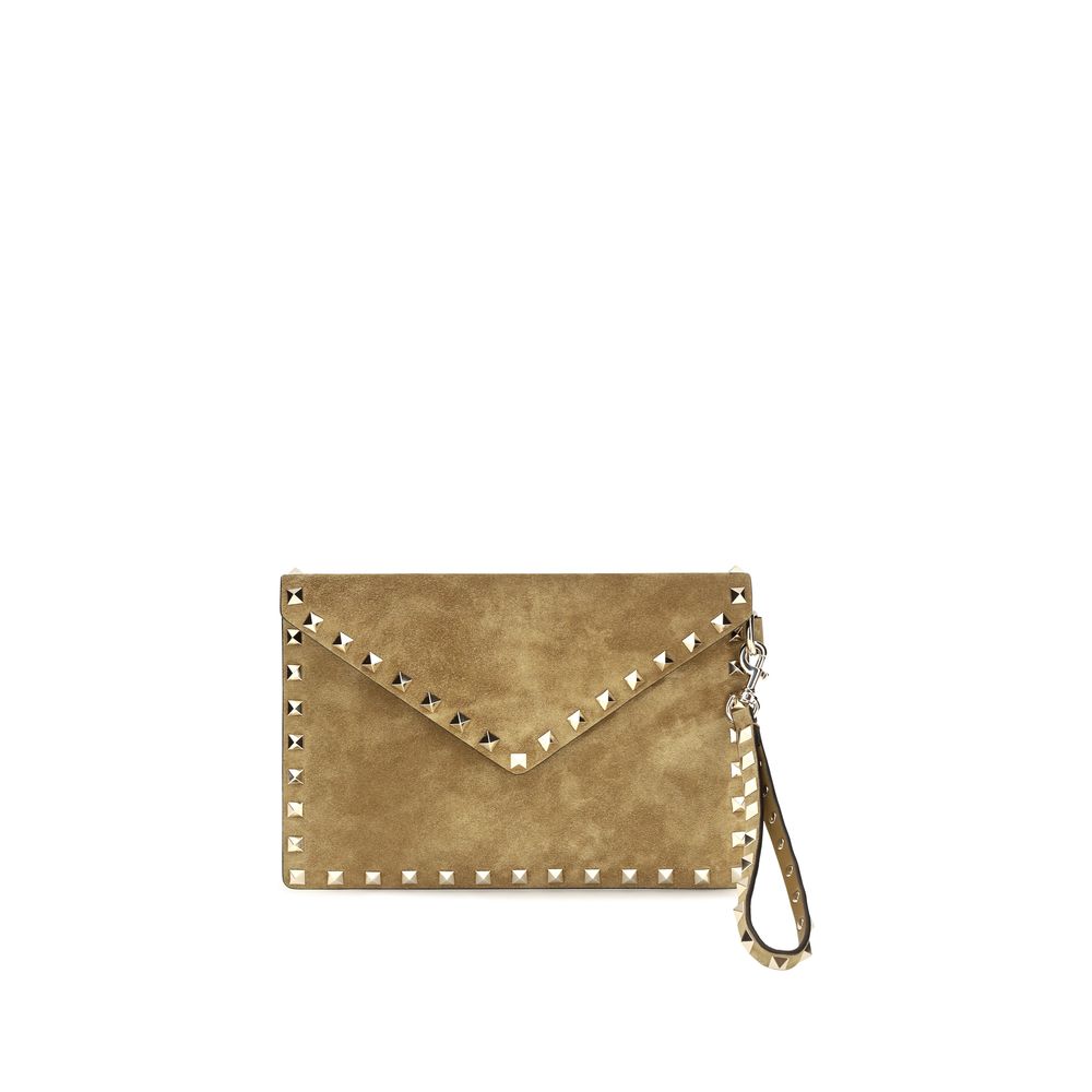 Bolso de mano Valentino Garavani de cuero y ante beige
