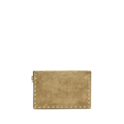 Bolso de mano Valentino Garavani de cuero y ante beige