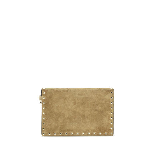 Bolso de mano Valentino Garavani de cuero y ante beige
