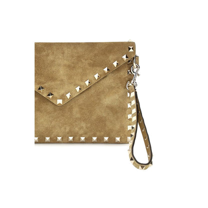 Bolso de mano Valentino Garavani de cuero y ante beige