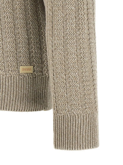 Hugo Boss Straight-Cut Cotton Cardigan Beige