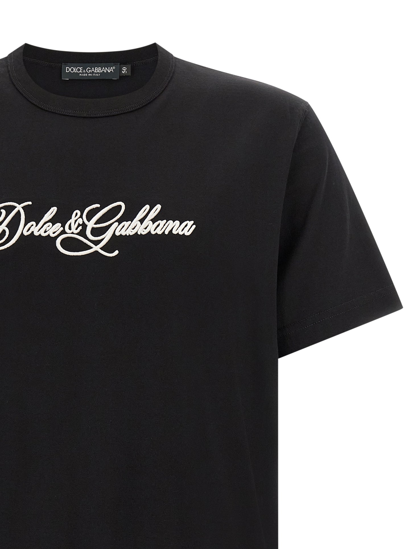 Dolce & Gabbana Camiseta De Algodón Negra - Calce Preciso