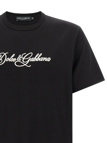 Dolce & Gabbana Camiseta De Algodón Negra - Calce Preciso