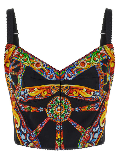 Débardeur en soie multicolore Dolce & Gabbana