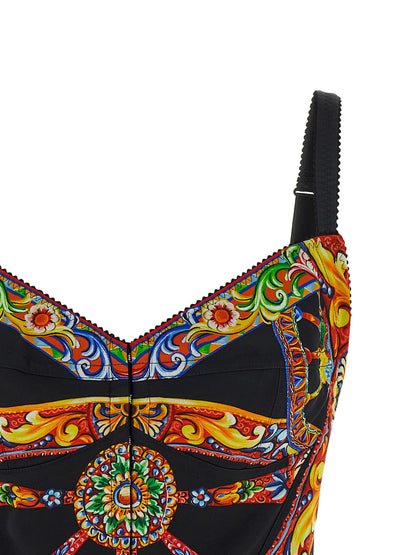 Débardeur en soie multicolore Dolce & Gabbana