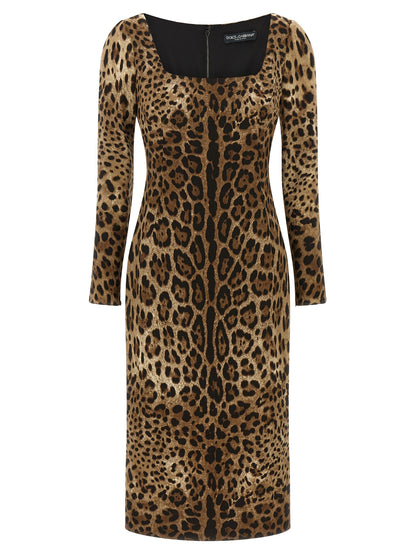Vestido midi marrón de viscosa de Dolce & Gabbana