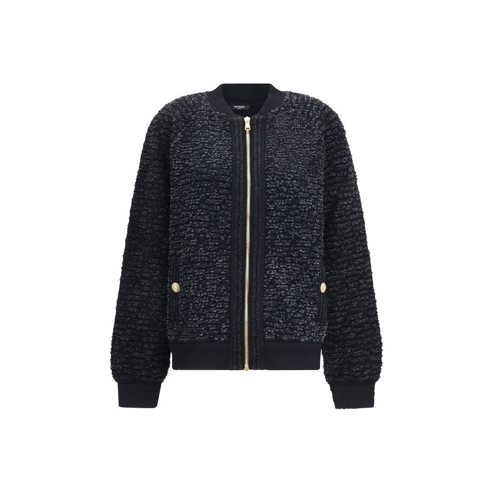 Bomber Balmain negro de viscosa