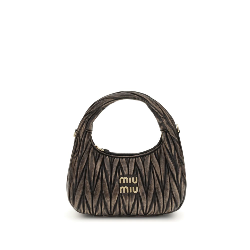 Bolso de hombro Miu Miu de piel de cordero marrón (Ovis Aries Aries)