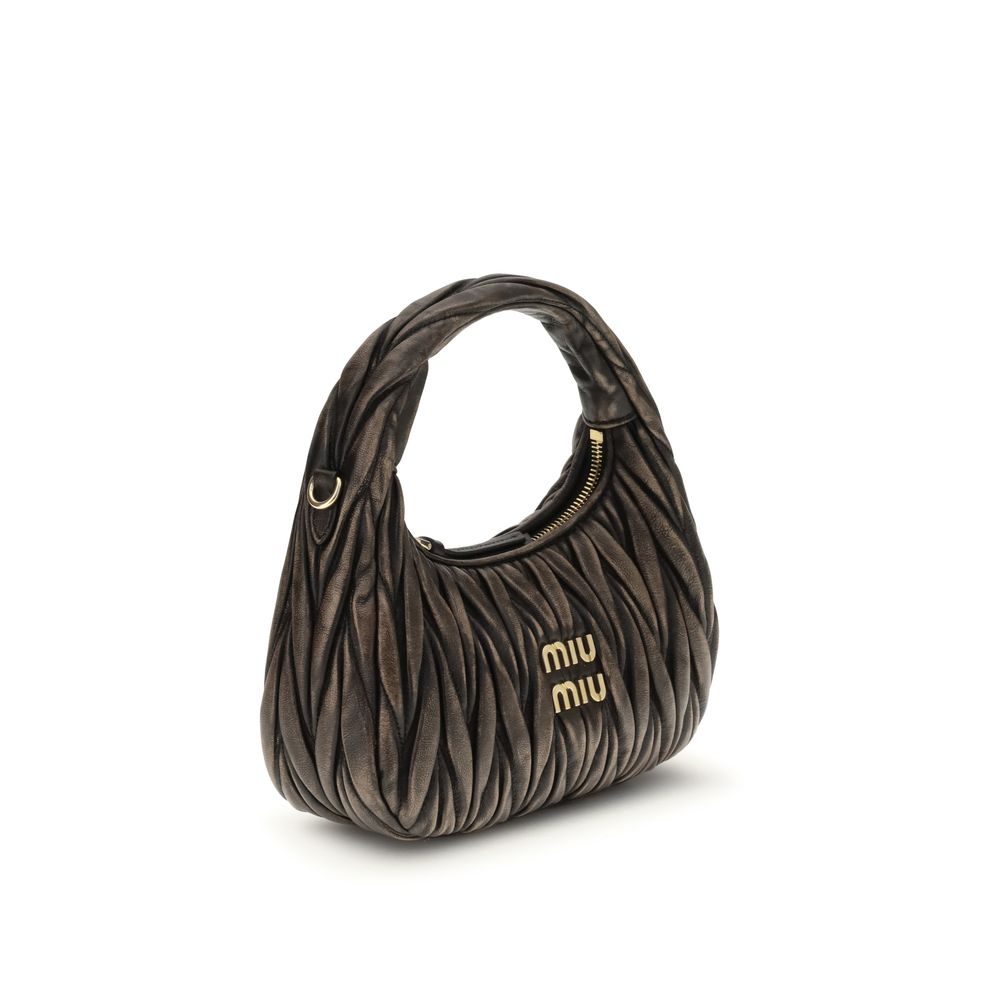 Bolso de hombro Miu Miu de piel de cordero marrón (Ovis Aries Aries)
