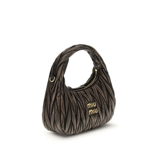 Bolso de hombro Miu Miu de piel de cordero marrón (Ovis Aries Aries)